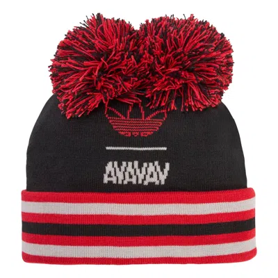 Adidas Originals Adidas X Avavav Souvenir Pom-pom Beanie 'black Better Scarlet' In Red