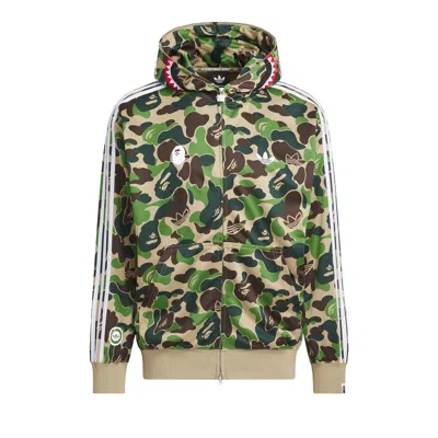 Pre-owned Adidas Originals Adidas X Bape Shark Track Hoodie Jacket 'crew Green' | Men's Size M