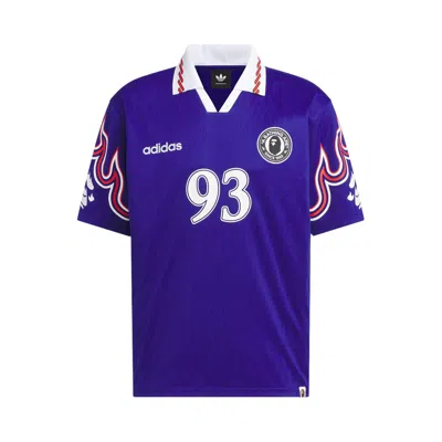 Pre-owned Adidas Originals Adidas X Bape Ssl Flame Jersey 'japan Blue' | Men's Size L