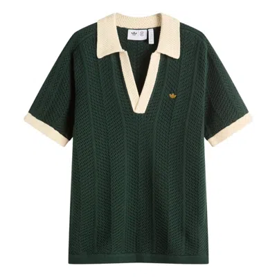 Adidas Originals Adidas X Clot By Edison Chen Knit Polo Shirt 'green Night' In Black