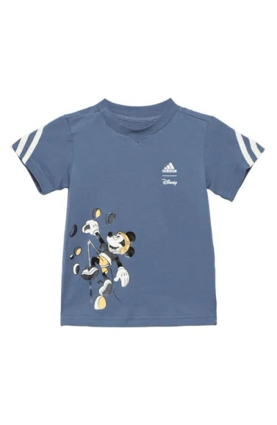 Adidas Originals Adidas X Disney Kids' Mickey Mouse Cotton T-shirt In Preloved Ink/white/spark