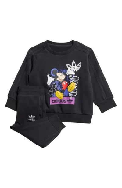 Adidas Originals Adidas X Disney Kids' Mickey Mouse Sweatshirt & Joggers Set In Black