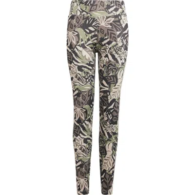 Adidas Originals Adidas X Disney Kids' 'the Lion King' Leggings In Green/ Brown/ Carbon/ White