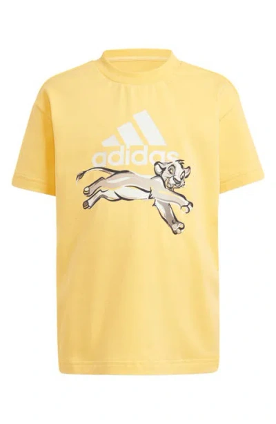Adidas Originals Adidas X Disney® The Lion King Kids' Cotton Graphic T-shirt In Semi Spark/white/chalk