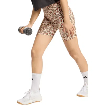 Adidas Originals Adidas X Farm Rio Bike Shorts In Ecru/ Multi/ Brown
