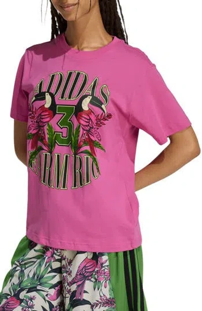 Adidas Originals Womens Crew Neck Short Sleeve Active T-shirt In Pink