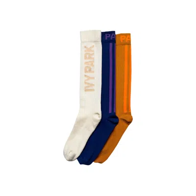 Pre-owned Adidas Originals Adidas X Ivy Park Crew Socks (3 Pack) 'focus Orange/wild Pine/cream White' | Multi-color | Men's Siz In Multicolor