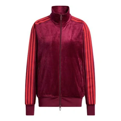Adidas Originals Adidas X Ivy Park Crossover Velvet Sports Long Sleeves Jacket Couple Style Cherry Red