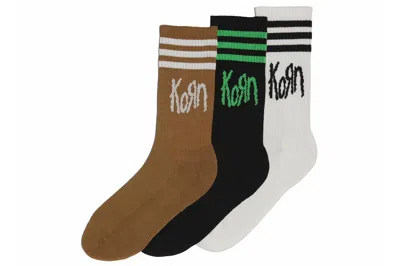 Pre-owned Adidas Originals Adidas X Korn Sock Set (3 Pack) Off White/black/brown Desert