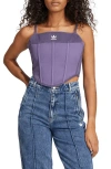 Adidas Originals Adidas X Kseniaschnaider Patchwork Denim Corset Top In Trace Purple/purple