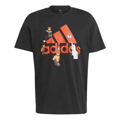 Adidas Originals Adidas X Lego Soccer Badge Of Sport Graphic T-shirt 'black Orange'