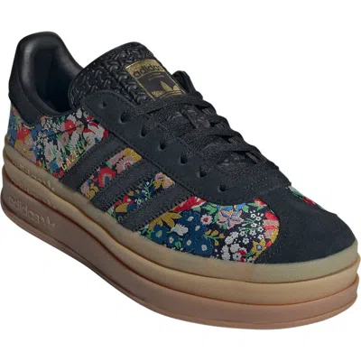 Adidas Originals Adidas X Liberty London Gazelle Bold Platform Sneaker In Black/supplier Color/gold