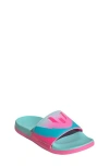 Adidas Originals Adidas X Lionel Messi Kids' Adilette Comfort Messi Slide Sandal In Aqua/pink/cyan