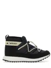 Adidas Originals Moonboost Low Low Heels Ankle Boots In Black Suede And Fabric In Black