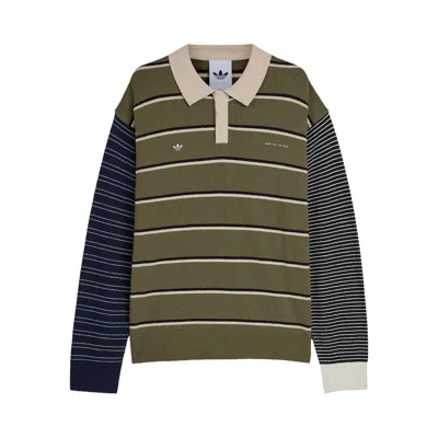 Pre-owned Adidas Originals Adidas X Song For The Mute 007 Multi-stripe Pattern T-shirt 'olive Strata/alumina/black' | Green | M