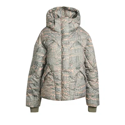 Pre-owned Adidas Originals Adidas X Stella Mccartney Mid Length Padded Winter Jacket Printed 'soft Powder/willow Grey/legacy Gr In Gray