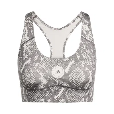 Pre-owned Adidas Originals Adidas X Stella Mccartney Power Impact Training Bra Medium Support Printed 'almond Milk-smc/charcoal In Gray