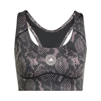 Pre-owned Adidas Originals Adidas X Stella Mccartney Power Impact Training Bra Medium Support Printed 'charcoal/black' | Grey | In Gray