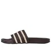 Adidas Originals Black Leather Wales Bonner X Adidas Adilette Slippers In Brown