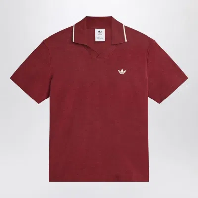 ADIDAS ORIGINALS ADIDAS X WALES BONNER  BORDEAUX POLO SHIRT IN COTTON BLEND