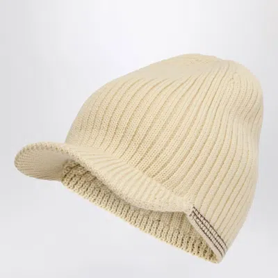 Adidas Originals Wales Bonner Y3 Ribbed-knit Visor Beanie Hat In Neutral