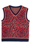 Adidas Originals Adidas X Wales Bonner Leopard Pattern V-neck Sweater Vest In Red