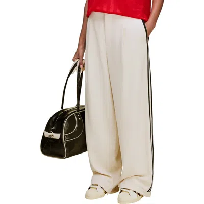 Adidas Originals Adidas X Wales Bonner Pleated Wide Leg Woven Track Pants In Neutral