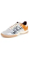 Adidas Originals X Wales Bonner Leather Samba Mn Sneakers In Silver Met/easy Yellow S17