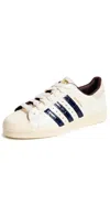 Adidas Originals Crocodile-effect Three-stripe Trainers In White/collegiate Navy