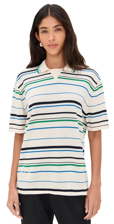 ADIDAS ORIGINALS ADIDAS X WALES BONNER UNISEX KNIT POLO WHI/GREEN/BLUBIR/NINDI