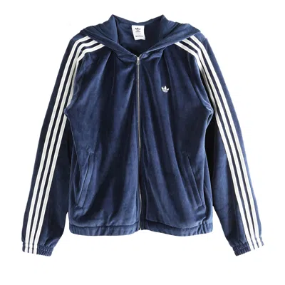 Pre-owned Adidas Originals Adidas X Wales Bonner Velour Trainer Hoodie 'collegiate Navy' | Blue | Men's Size S