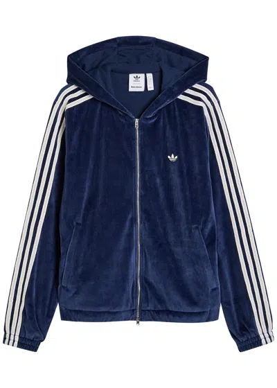 Adidas Originals Adidas X Wales Bonner X Wales Bonner Hooded Velour Jacket In Blue