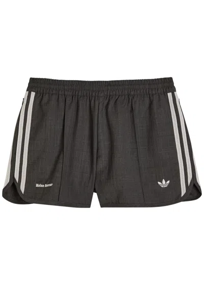 Adidas Originals Adidas X Wales Bonner X Wales Bonner Logo-embroidered Wool-blend Shorts In Gray