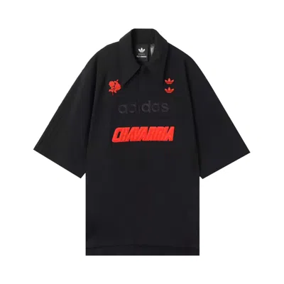 Pre-owned Adidas Originals Adidas X Willy Chavarria Logo Polo Shirt 'black' | Men's Size M