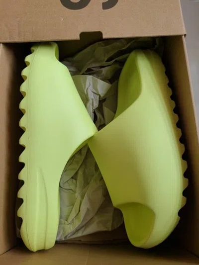 Pre-owned Adidas Originals Adidas Yeezy Slide Green Glow (size 11) Ready To Ship
