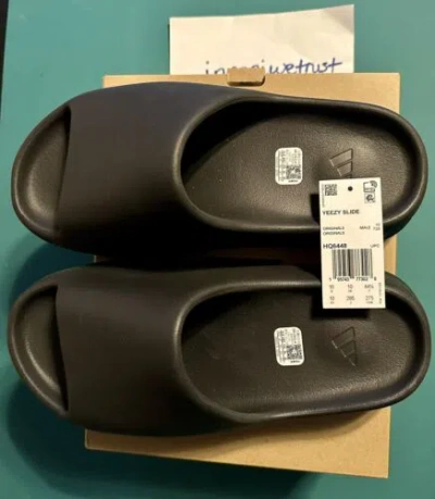 Pre-owned Adidas Originals Adidas Yeezy Slide Hq6448 Onyx/black Us Mens Size 10 In Hand Fast Free Shipping