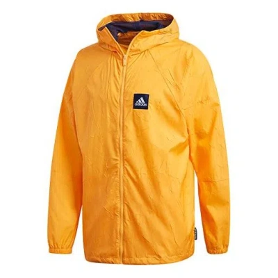 Adidas Originals Adidas Zipper Casual Sports Hooded Jacket Yellow