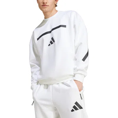 Adidas Originals Adidas Z.n.e Oversize Crewneck Sweatshirt In White