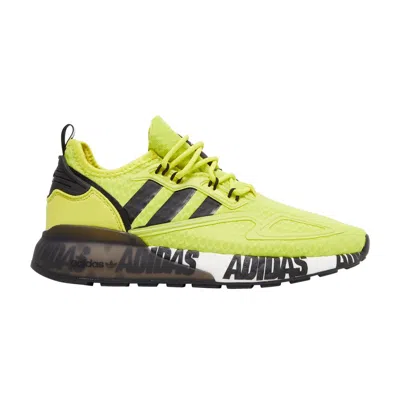 Pre-owned Adidas Originals Adidas Zx 2k Boost J 'bold Logo Graphic - Acid Yellow' | Kid's Size 4