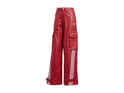 Pre-owned Adidas Originals Adilenium Season 3 Vintage Faux Leather Pants In Better Scarelet Red