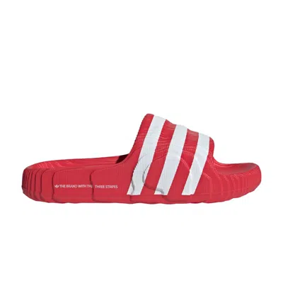 Pre-owned Adidas Originals Adilette 22 Slides 'scarlet White' In Red
