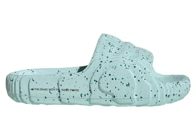 Pre-owned Adidas Originals Adilette 22 Slides (women's) Sneakers In Semi Flash Aqua/core Black/active Green