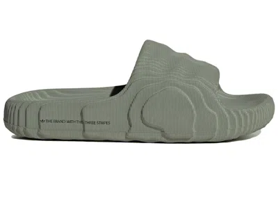 Pre-owned Adidas Originals Adilette 22 Slides (women's) Sneakers In Silver Green/core Black