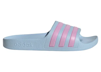 Pre-owned Adidas Originals Adilette Aqua Slides Sneakers In Glow Blue/bliss Lilac