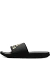 Adidas Originals Adilette Comfort "core Black Gold Metallic" Slides In Black