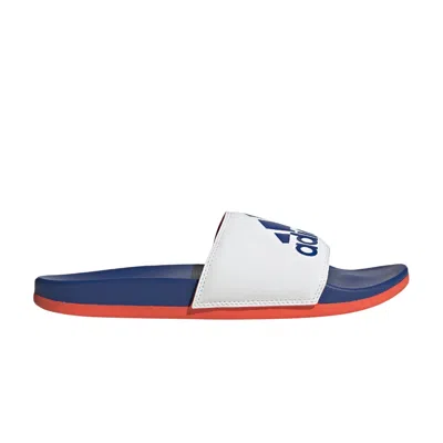 Pre-owned Adidas Originals Adilette Comfort Slide 'white Royal Blue Solar Red'