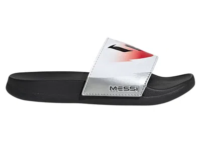 Pre-owned Adidas Originals Adilette Comfort Slides Messi White Black Sneakers In Cloud White/core Black/lucid Red In Multi