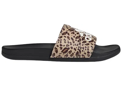 Pre-owned Adidas Originals Adilette Comfort Slides (women's) Sneakers In Core Black/off White/magic Beige