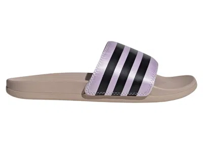 Pre-owned Adidas Originals Adilette Comfort Slides (women's) Sneakers In Wonder Taupe/core Black/ice Lavender