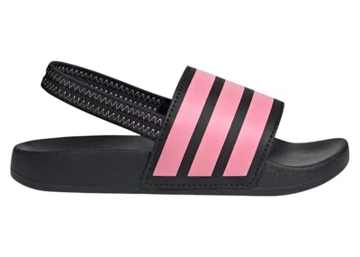 Pre-owned Adidas Originals Adilette Estrap Slides Black Sneakers In Core Black/bliss Pink